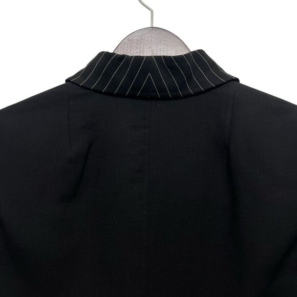 AKRIS Black Pinstripe 2 Piece Blazer Jacket Skirt Set Suit Career Womens Size 10 - Picture 5 of 15